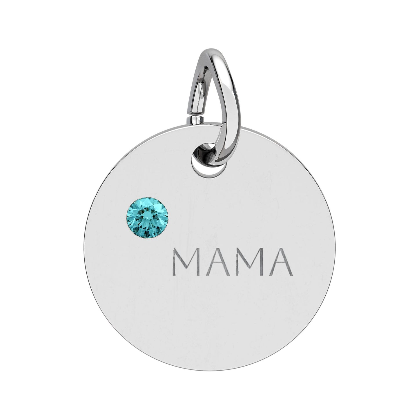 Engraved Birthstone Circle Charm 'MAMA' - Pendant Only