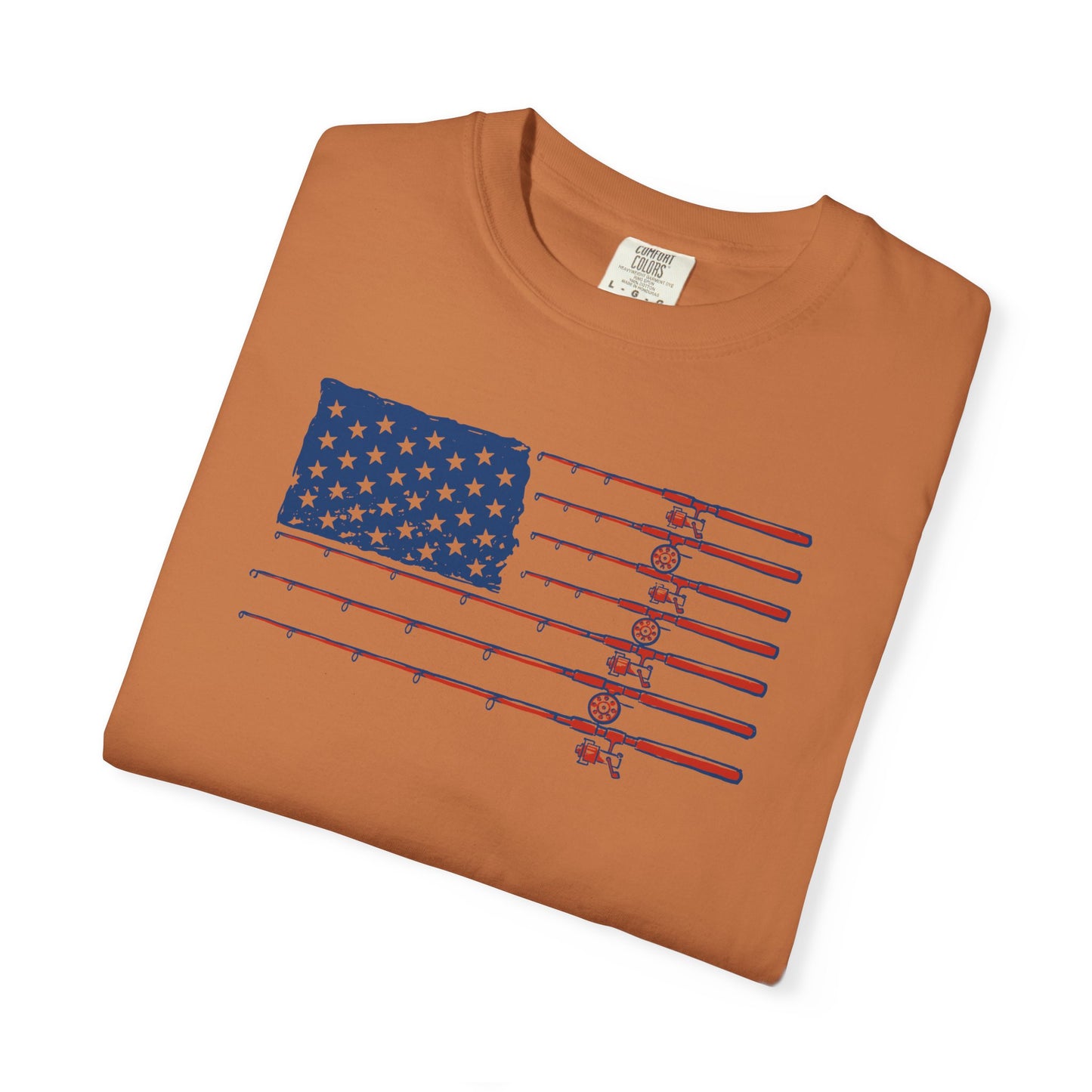 American Fishing Flag T-Shirt — Patriotic Bass Rods Graphic Tee