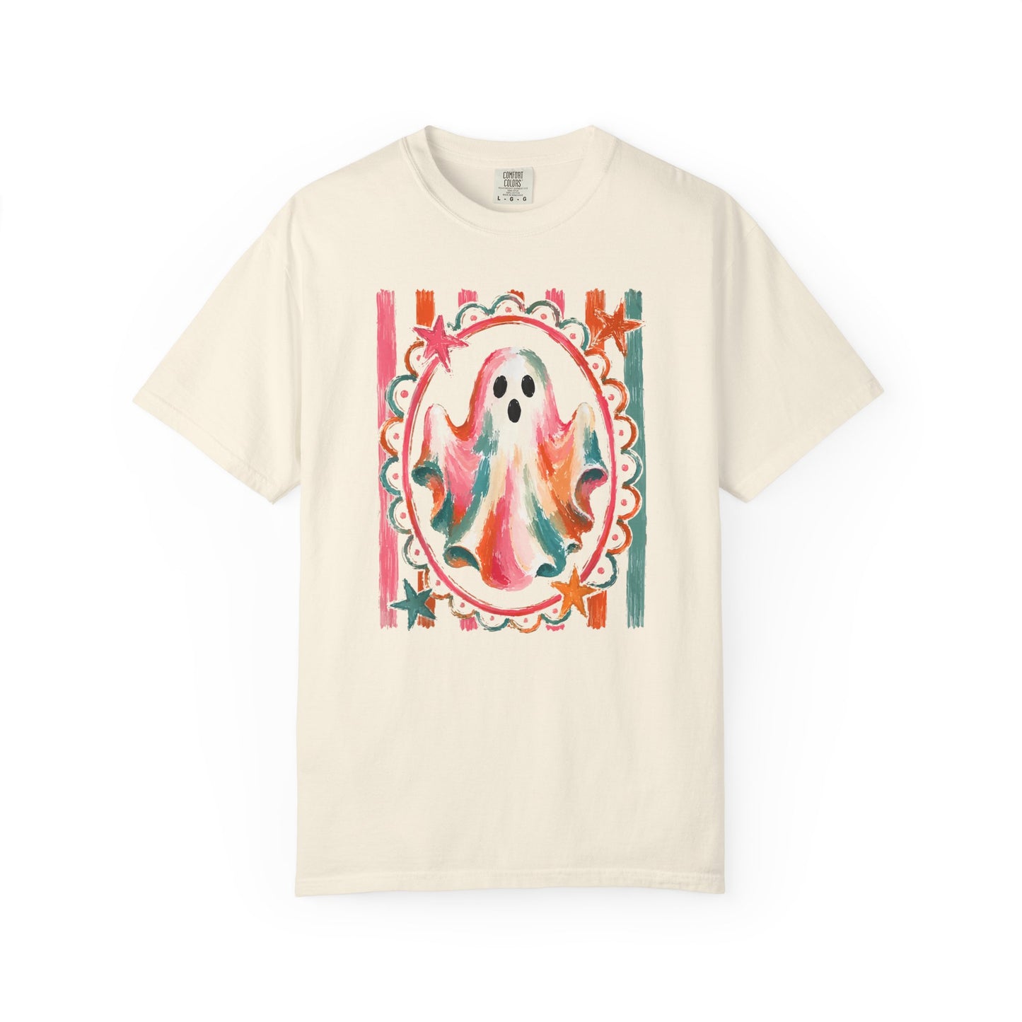 Watercolor Ghost Tee — Colorful Halloween Graphic T-Shirt