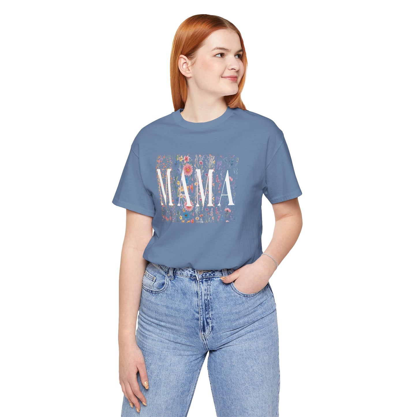 Mama Floral Tee — Soft Pink Mother’s Day Shirt with Floral Typography