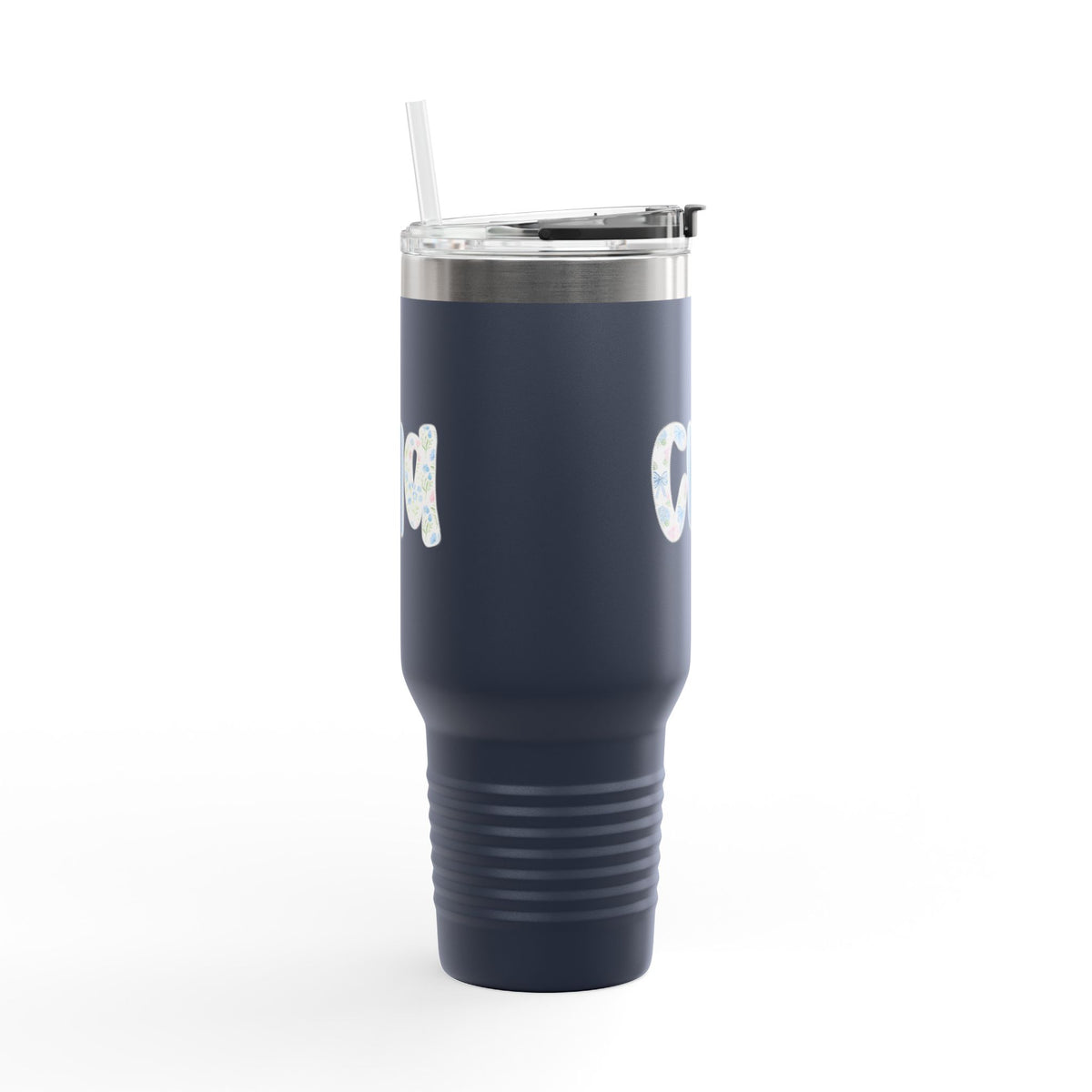40oz Insulated Travel Mug — Floral Monogram 'CNA' Tumbler with Handle (Keeps Drinks Hot & Cold)
