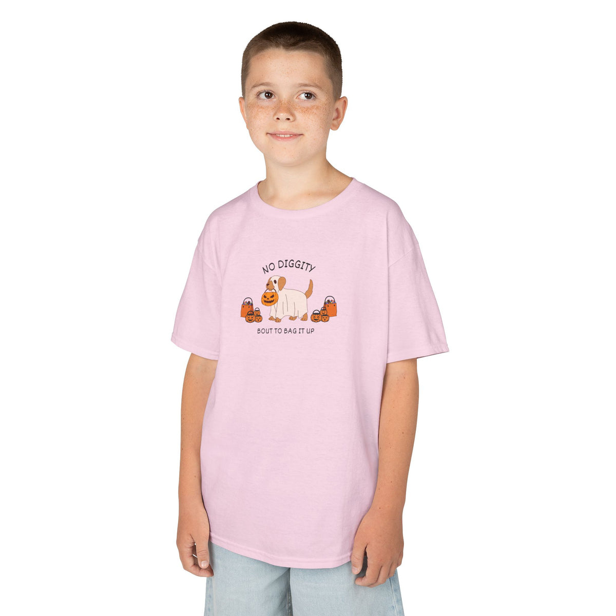 Kids T‑Shirt — "No Diggity" Puppy & Pumpkin Fall Tee