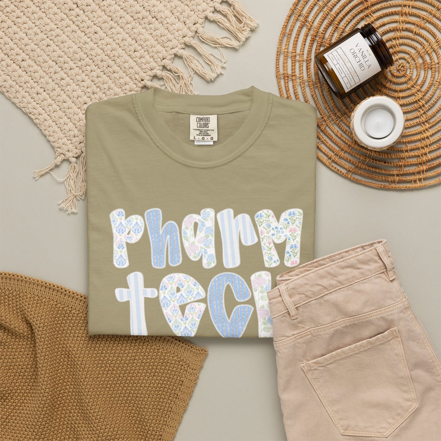 Pharm Tech T-Shirt — Floral Pastel Typography Tee