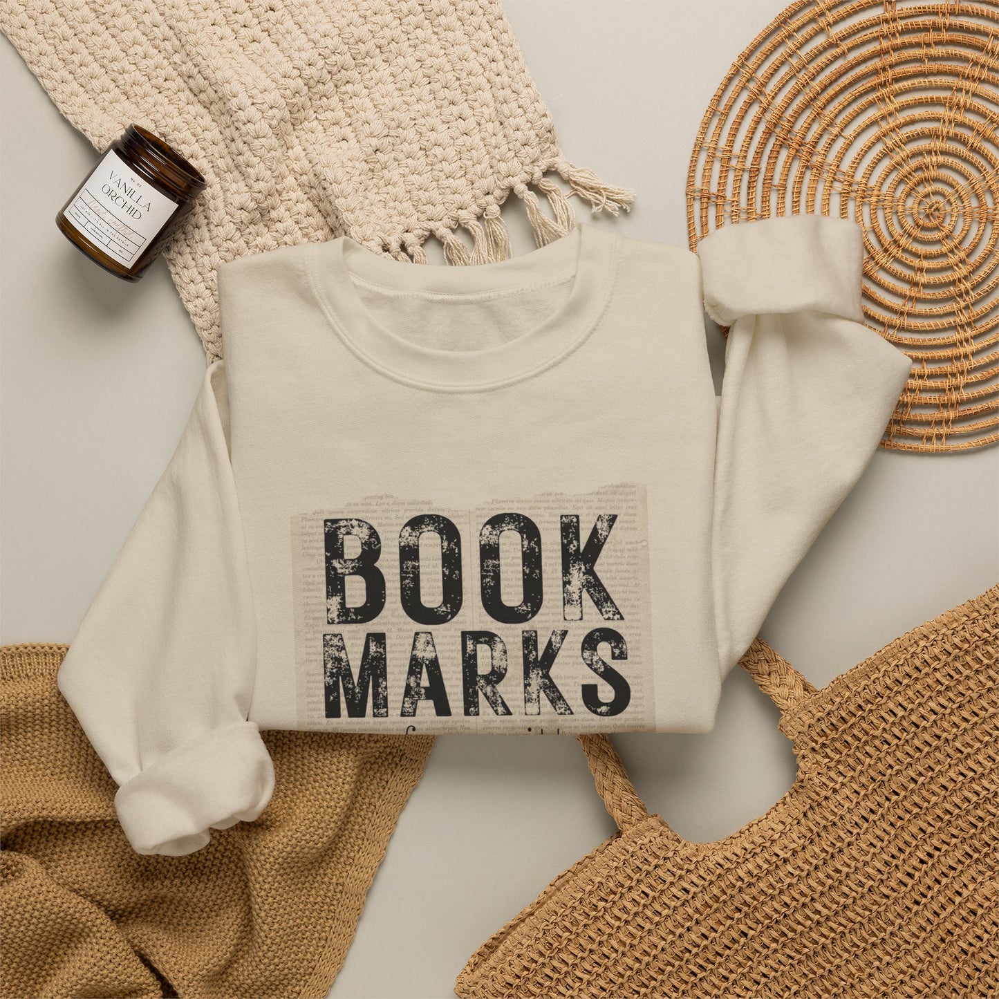 Sweatshirt — "BOOKMARKS are for quitters" Vintage Reader Crewneck