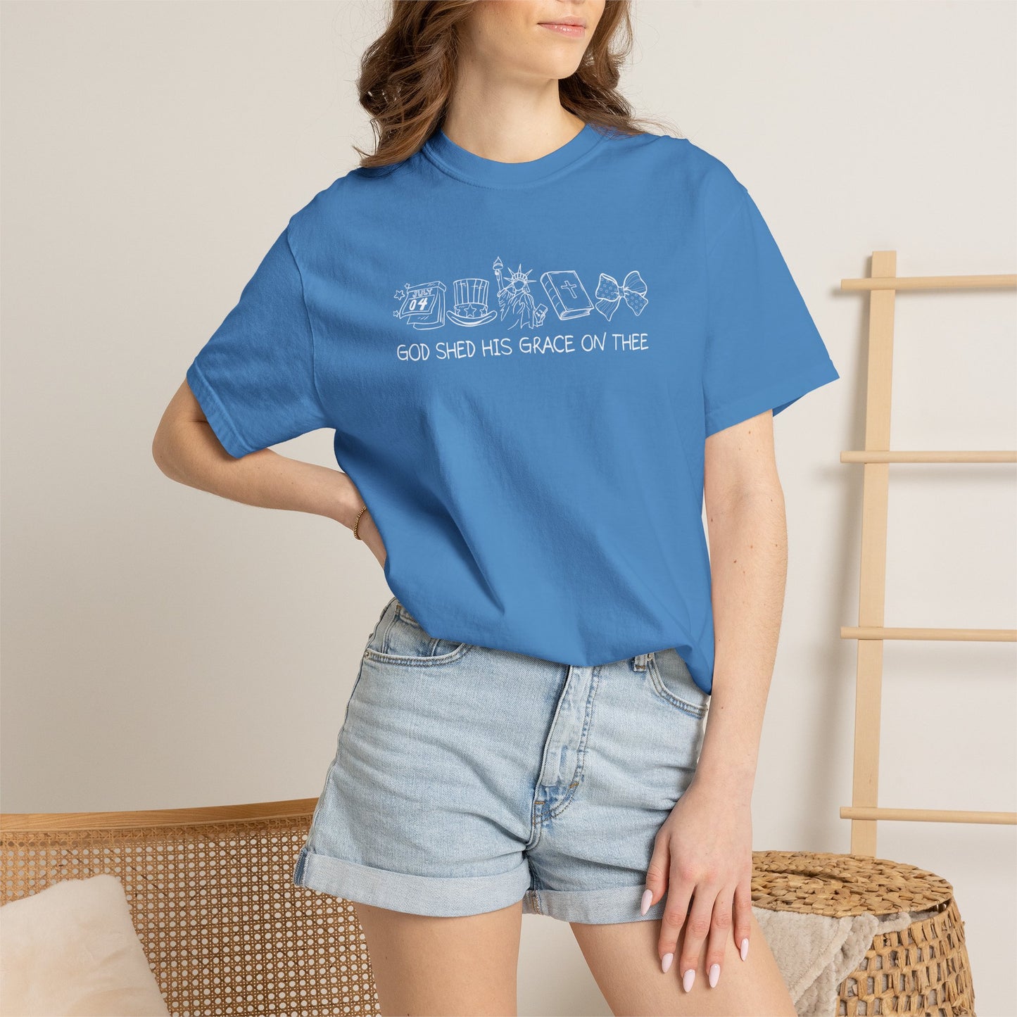 Graphic T-Shirt — 'God Shed His Grace On Thee' Minimal Line Art