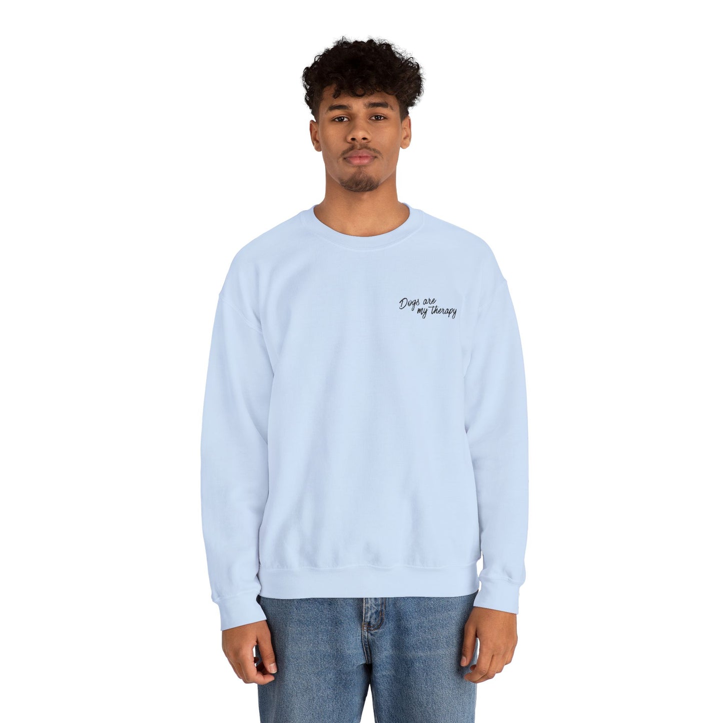 Minimal 'Dogs Are My Therapy' Crewneck Embroidered Sweatshirt