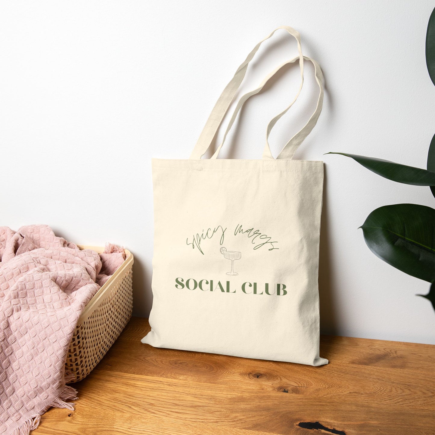 Social Club Canvas Tote Bag — Spicy Margs "Social Club" Minimalist Cotton Shopper
