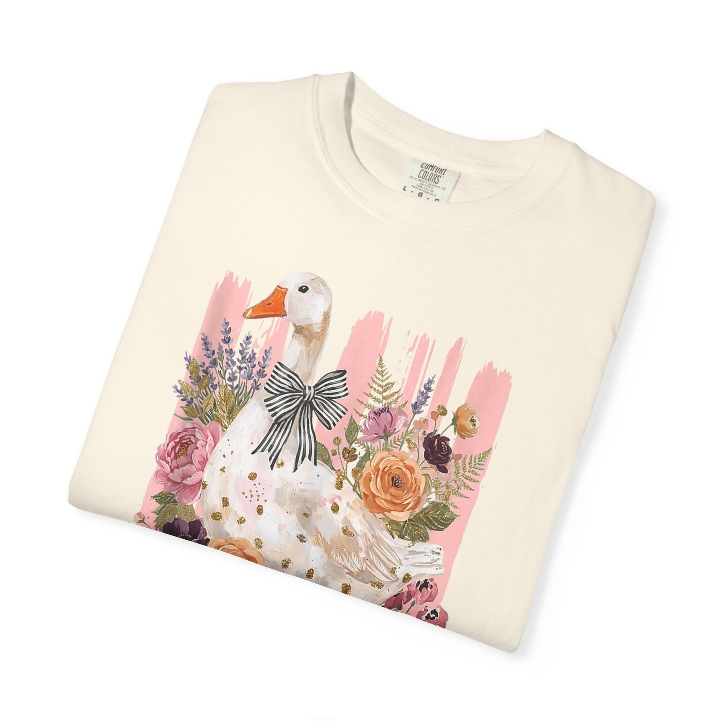 Autumn Farmyard Goose T-Shirt — Pumpkin & Floral Fall Tee