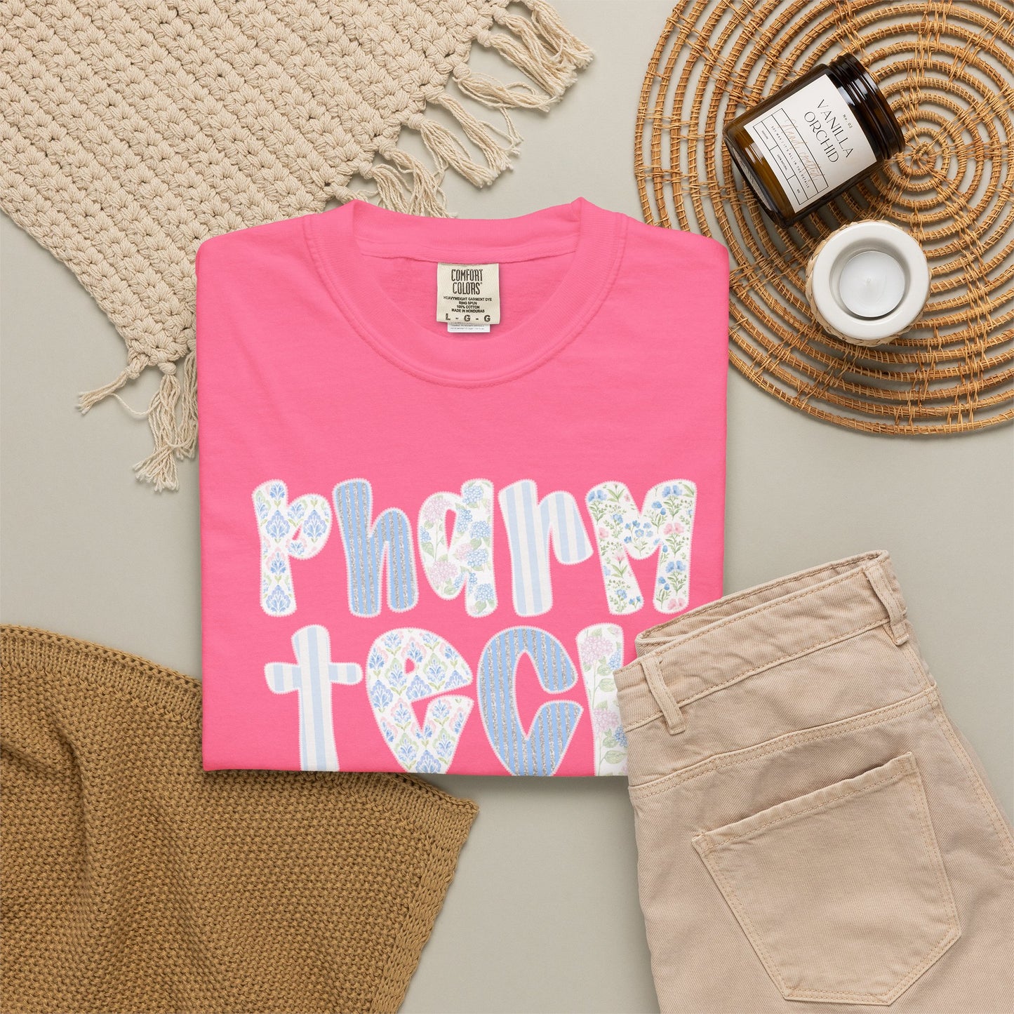 Pharm Tech T-Shirt — Floral Pastel Typography Tee