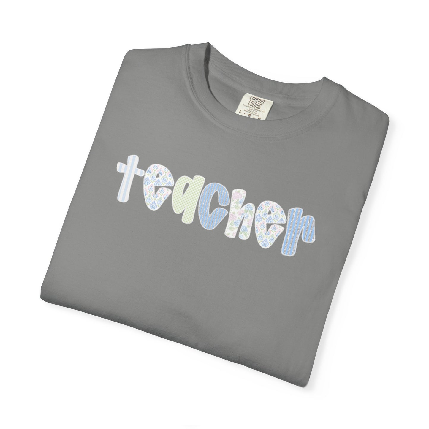 Teacher Floral Bubble Text T-Shirt — Cute Teacher Gift Tee