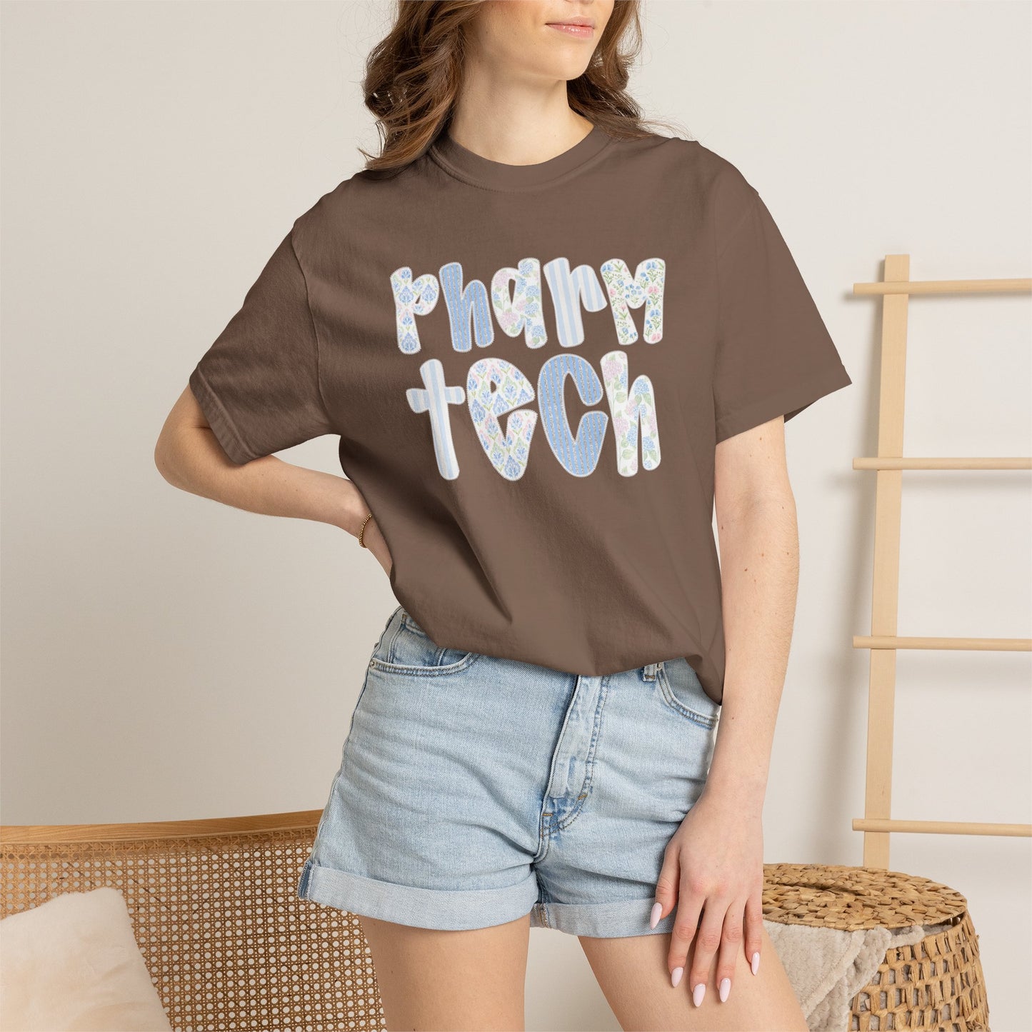 Pharm Tech T-Shirt — Floral Pastel Typography Tee