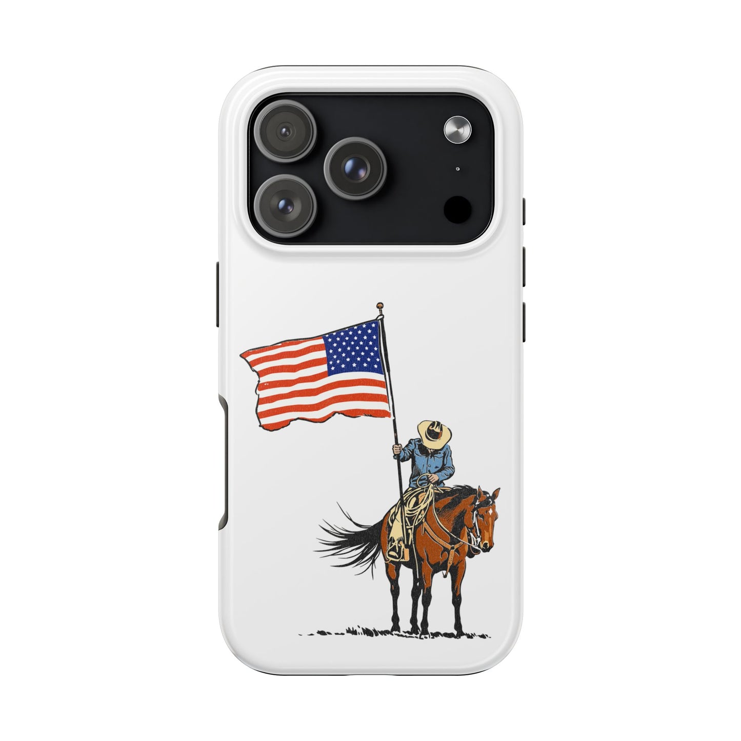 Rugged Western Phone Case — Cowboy Holding American Flag