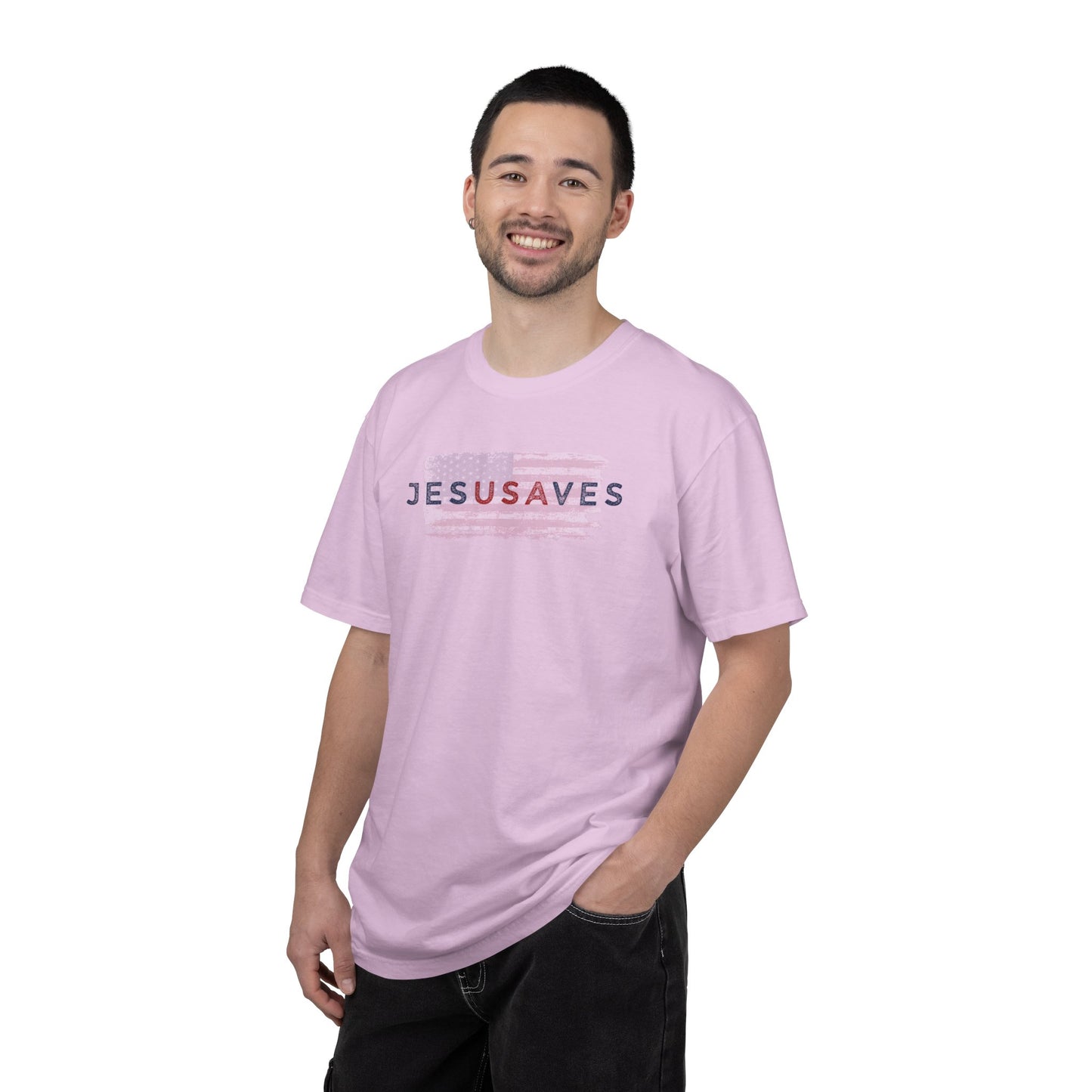 Jesus Saves T‑Shirt — Patriotic Faith Graphic Tee
