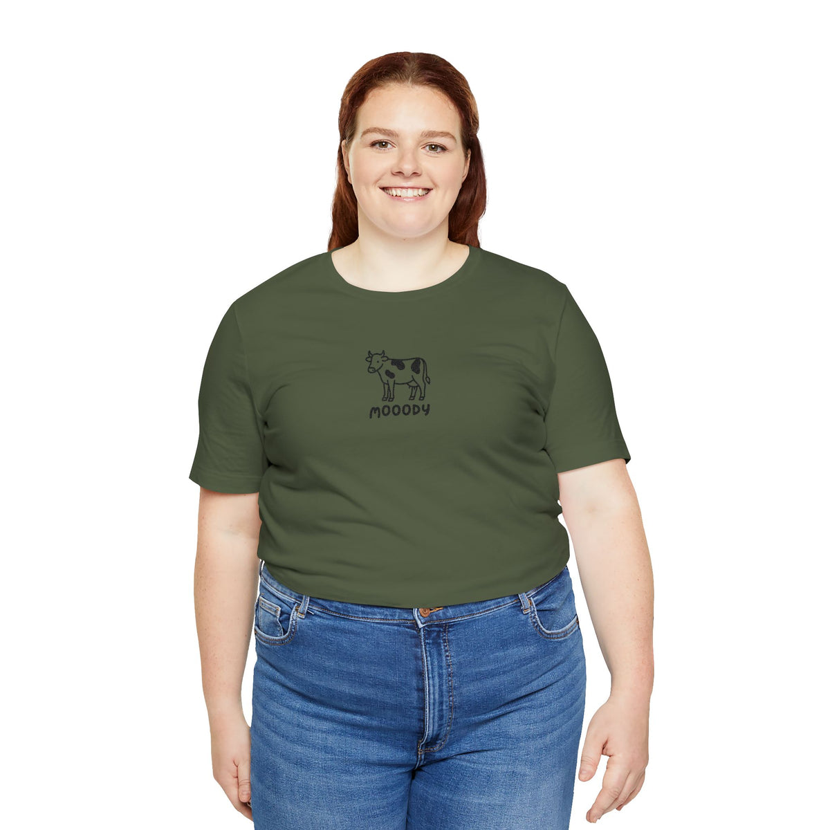 Cowpens Cow Tee – 'Mooody' Minimalist Embroidered Graphic T-Shirt