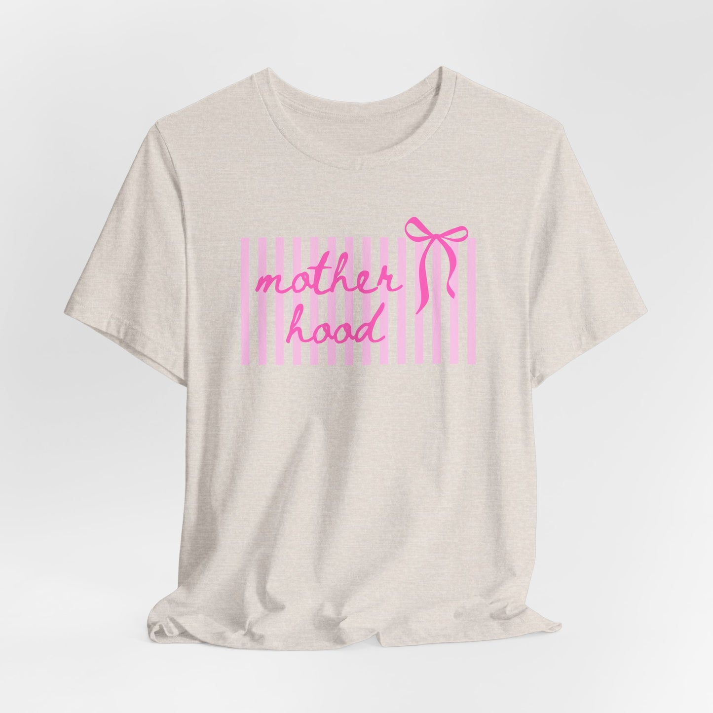 Motherhood Tee - Pink Stripes & Bow Mom Shirt