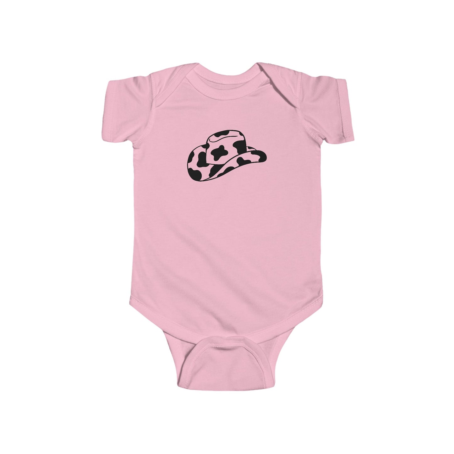 Cowpens Cow Print Cowboy Hat Infant Bodysuit — Cute Western Baby Onesie