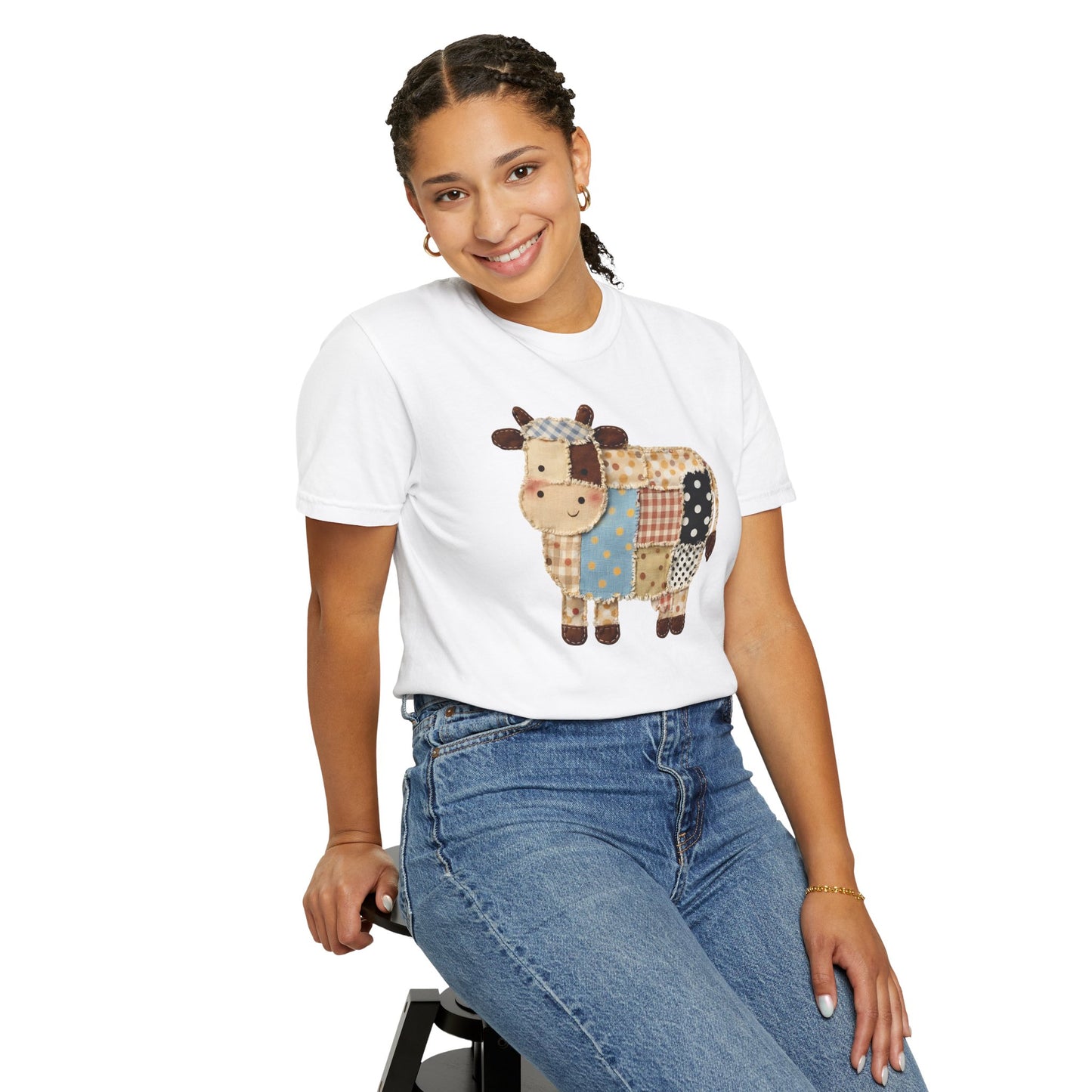 Patchwork Cow Print T-Shirt — Cute Farm Animal Graphic Tee