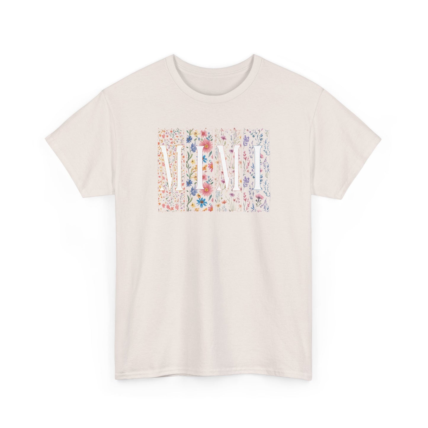 Floral Watercolor "Mimi" Striped Tee — Colorful Botanical Graphic T-Shirt