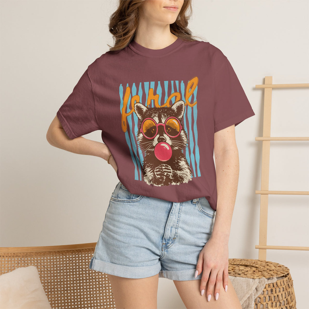 Raccoon Bubblegum Tee — Vintage Sunglasses Graphic T-Shirt