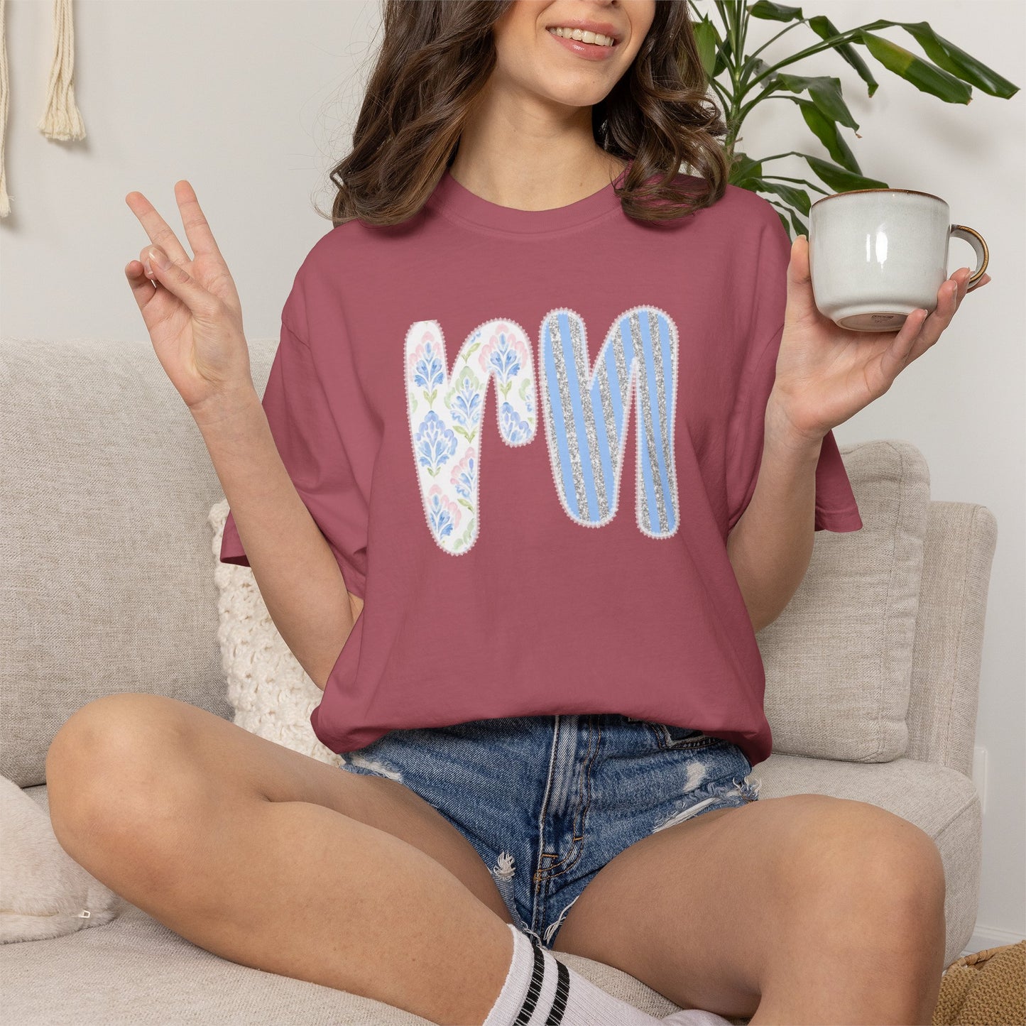Retro 'RN' Floral Graphic T-Shirt — Garment-Dyed Casual Tee