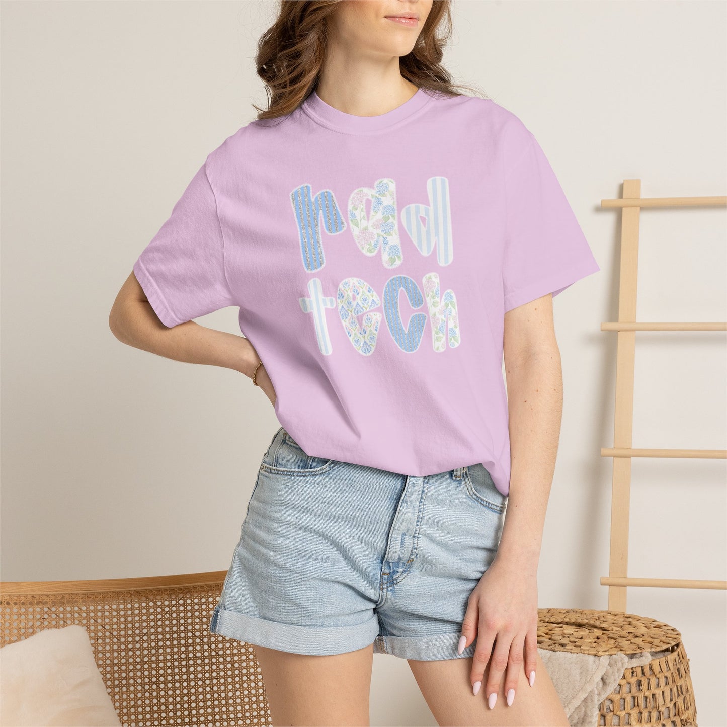 Rad Tech T-Shirt — Retro Floral 'rad tech' Graphic Tee for Radiologic Technologists