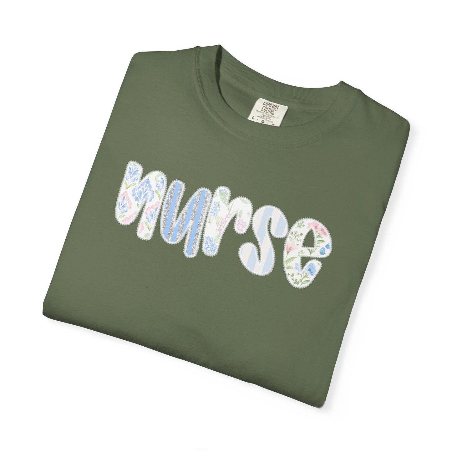 Nurse Floral Script T‑Shirt — Healthcare Appreciation