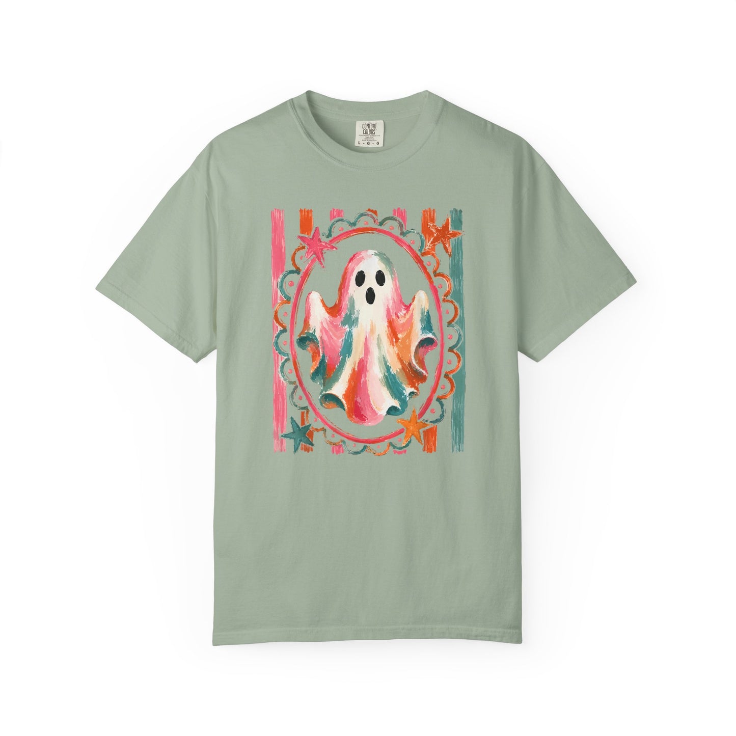 Watercolor Ghost Tee — Colorful Halloween Graphic T-Shirt