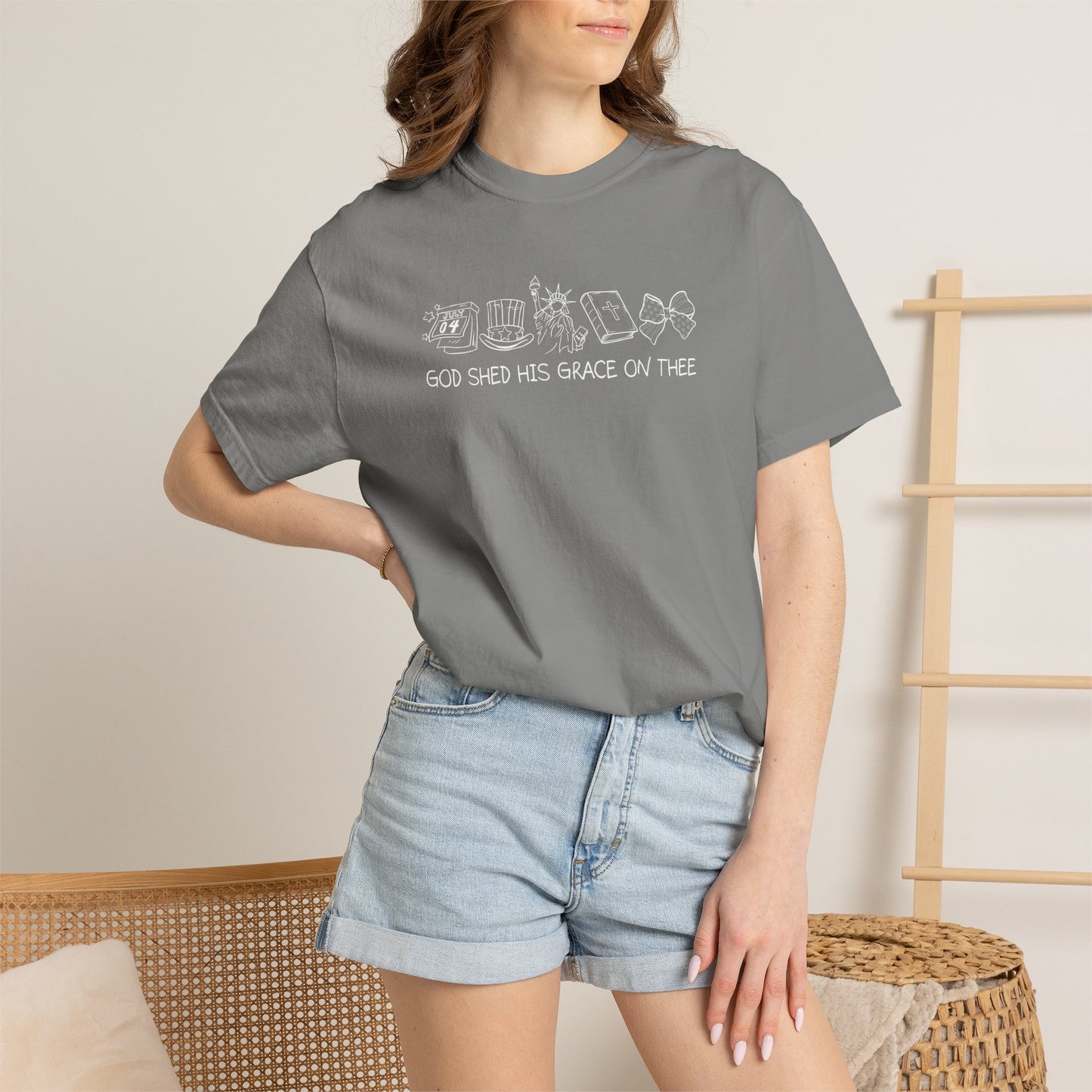 Graphic T-Shirt — 'God Shed His Grace On Thee' Minimal Line Art