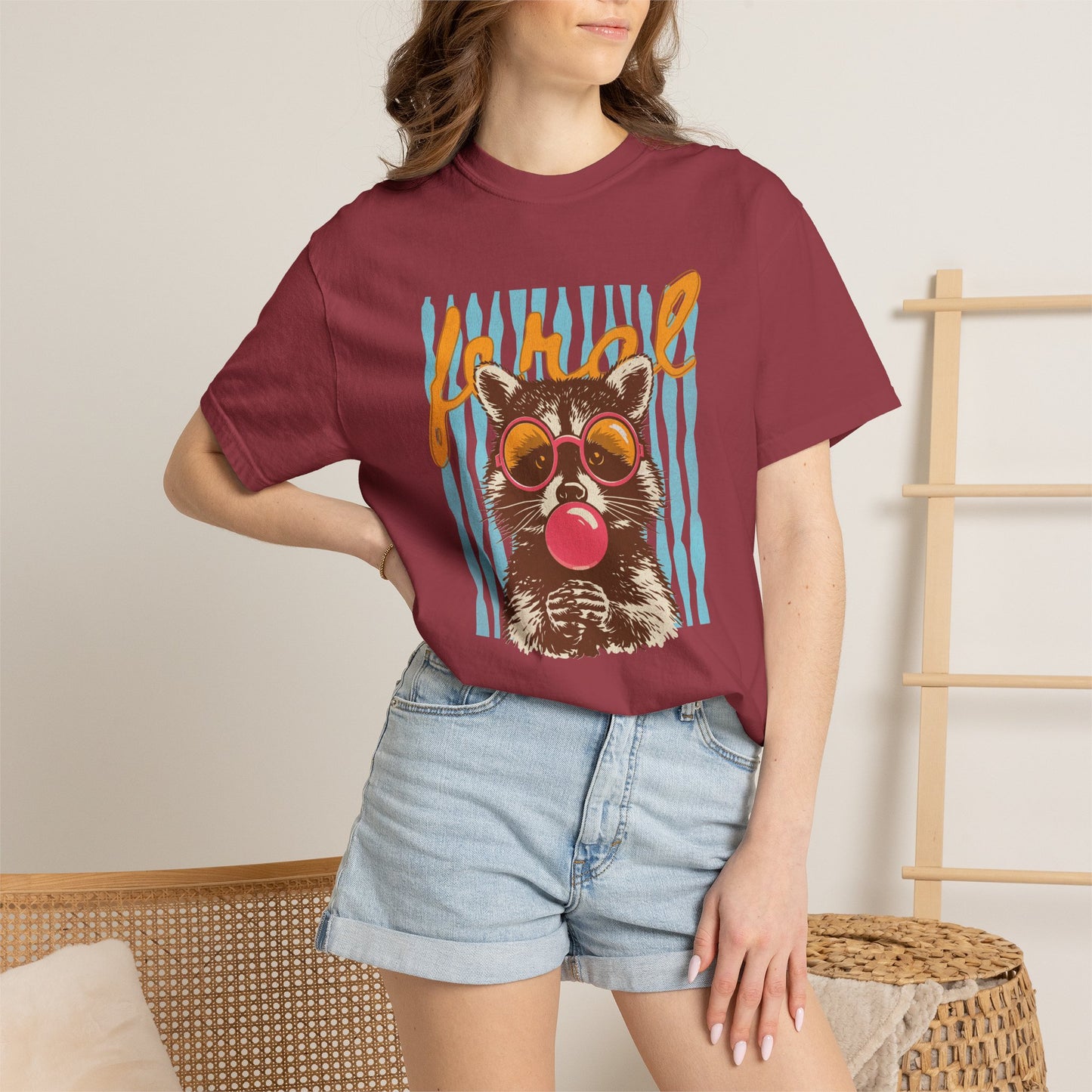 Raccoon Bubblegum Tee — Vintage Sunglasses Graphic T-Shirt