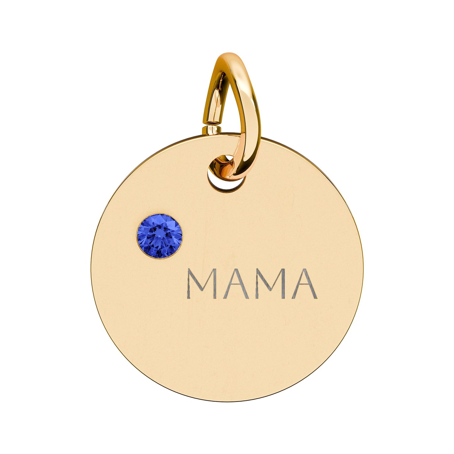 Engraved Birthstone Circle Charm 'MAMA' - Pendant Only