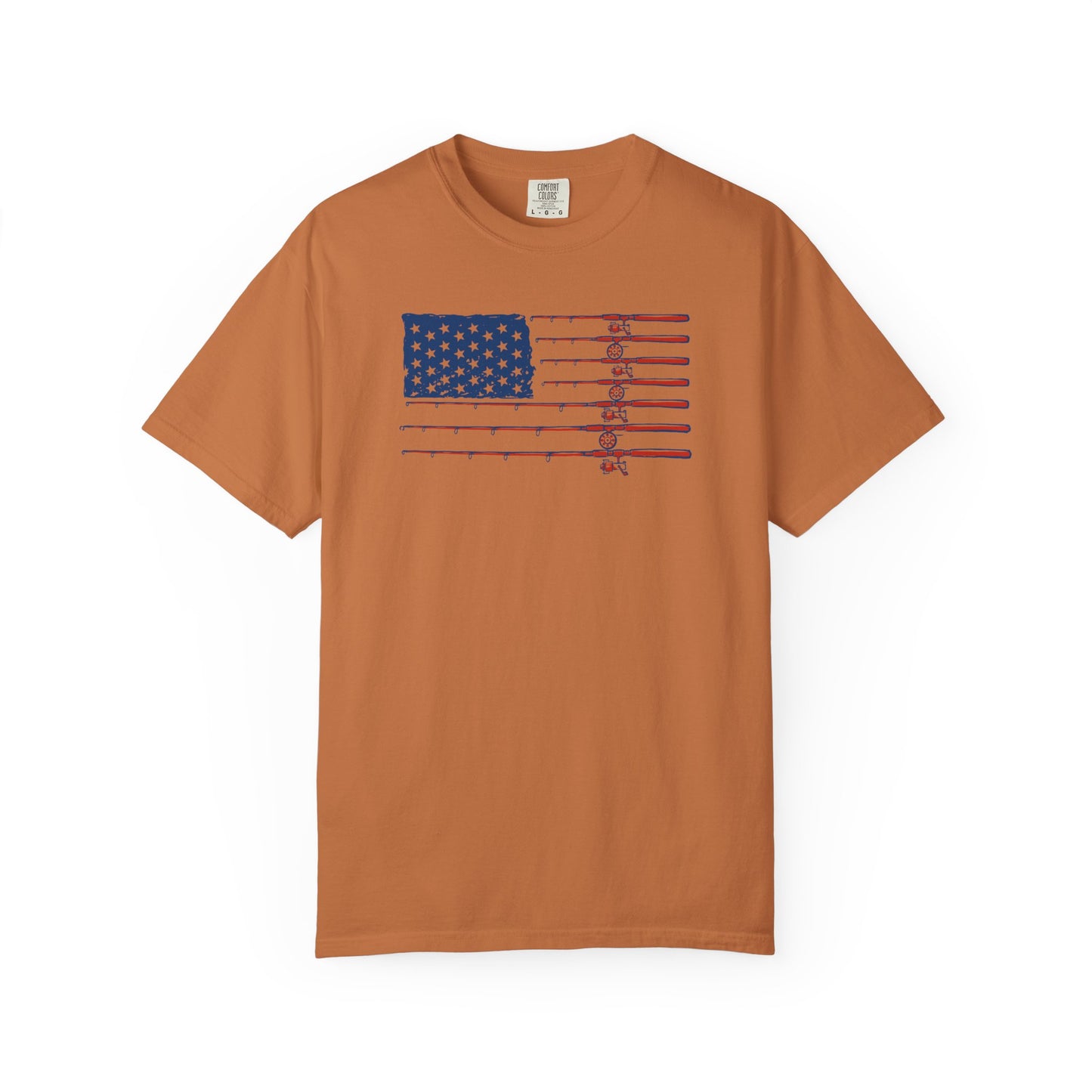 American Fishing Flag T-Shirt — Patriotic Bass Rods Graphic Tee