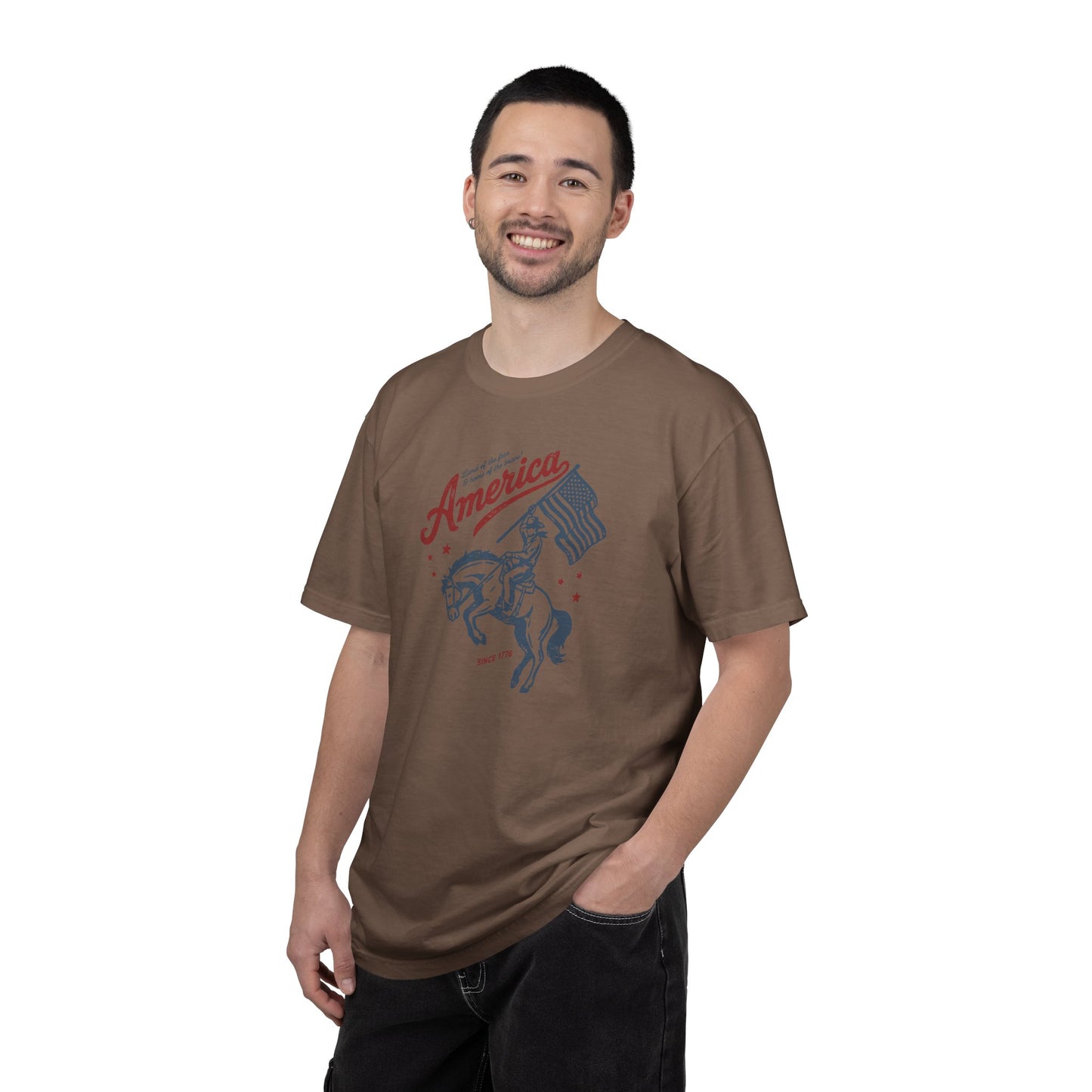 America Cowboy Flag T-Shirt – Retro Patriotic Rodeo Tee