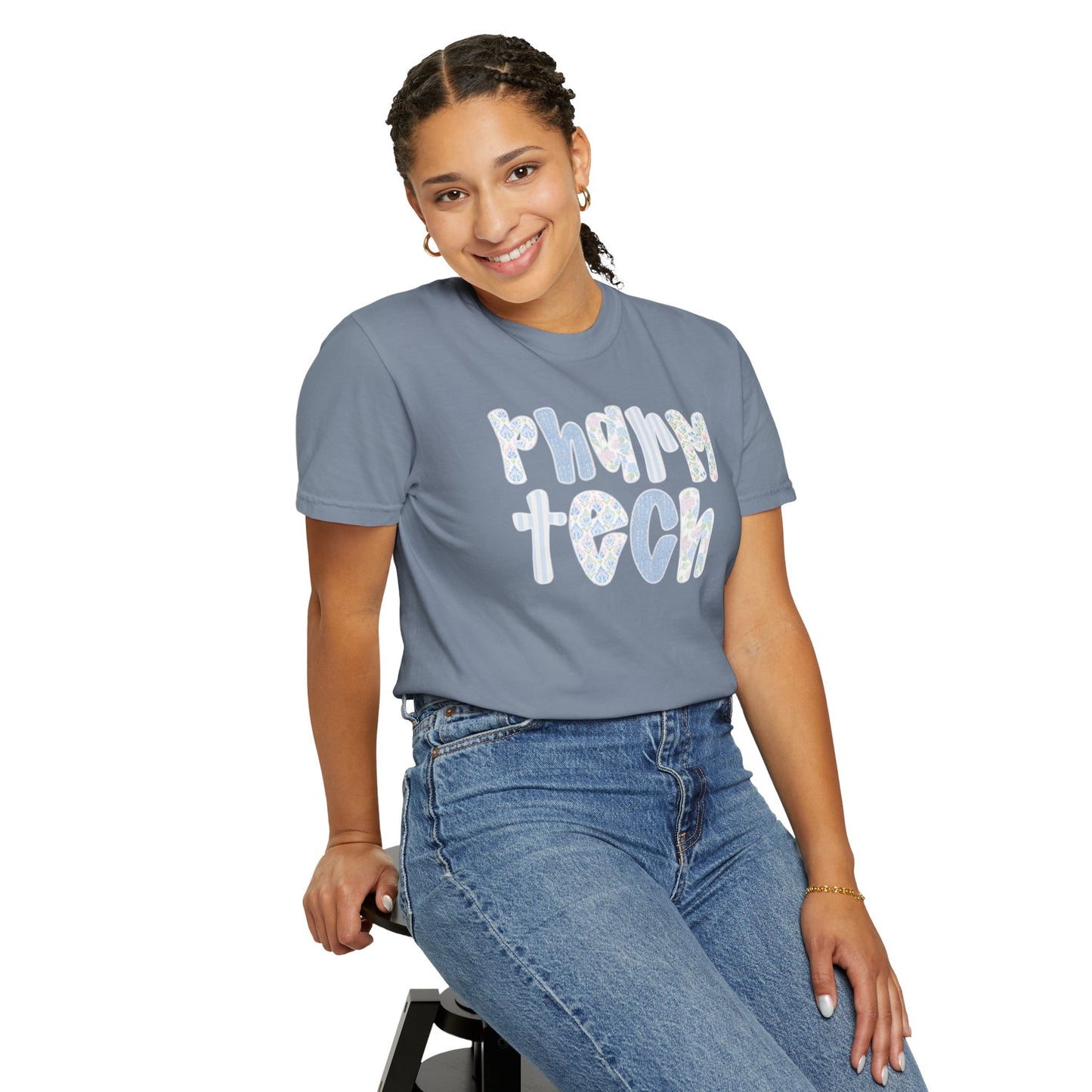 Pharm Tech T-Shirt — Floral Pastel Typography Tee