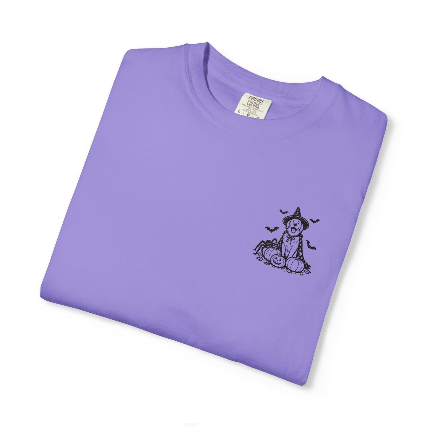 Pocket Spooky Golden Retriever Fall T-Shirt — Embroidered