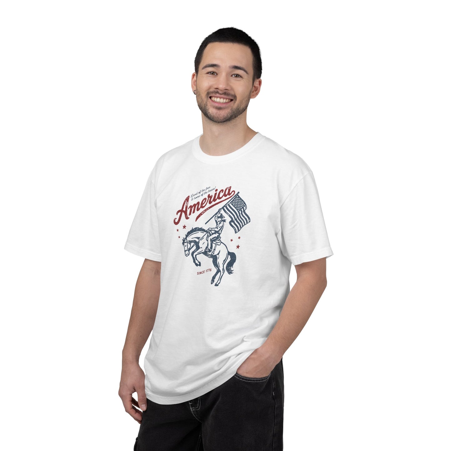 America Cowboy Flag T-Shirt – Retro Patriotic Rodeo Tee
