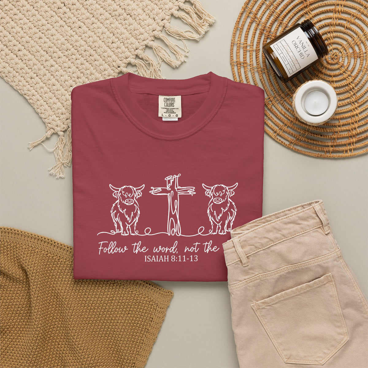 Christian Cross & Cow T-Shirt — "Follow the Word, Not the Herd" Graphic Tee