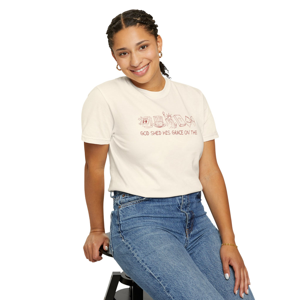 Graphic T-Shirt — 'God Shed His Grace On Thee' Minimal Line Art