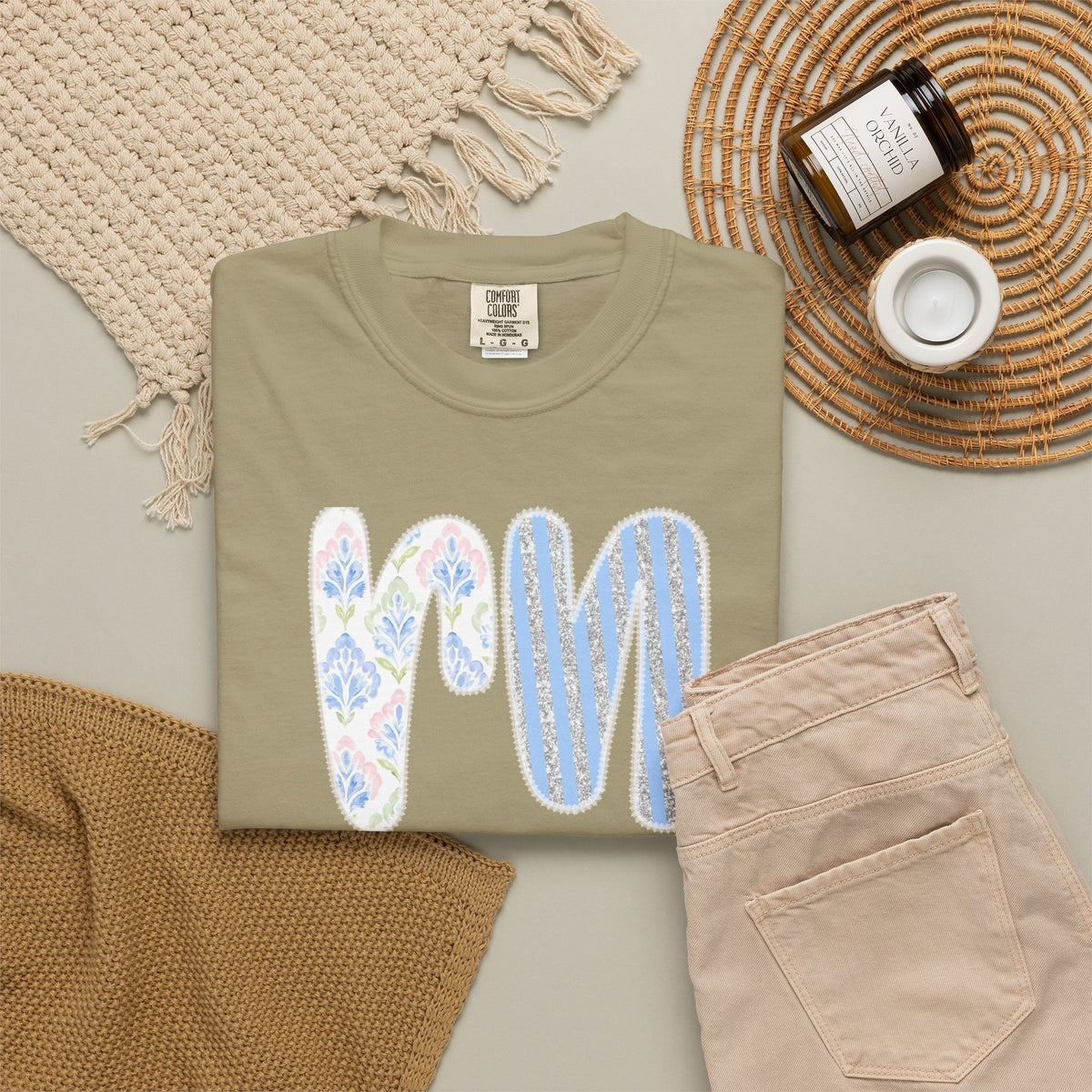 Retro 'RN' Floral Graphic T-Shirt — Garment-Dyed Casual Tee