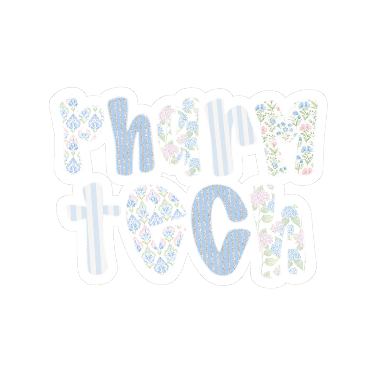 Pharmacy Tech Floral Kiss-Cut Sticker — Cute Laptop & Water Bottle Decal for Pharmacy Technicians