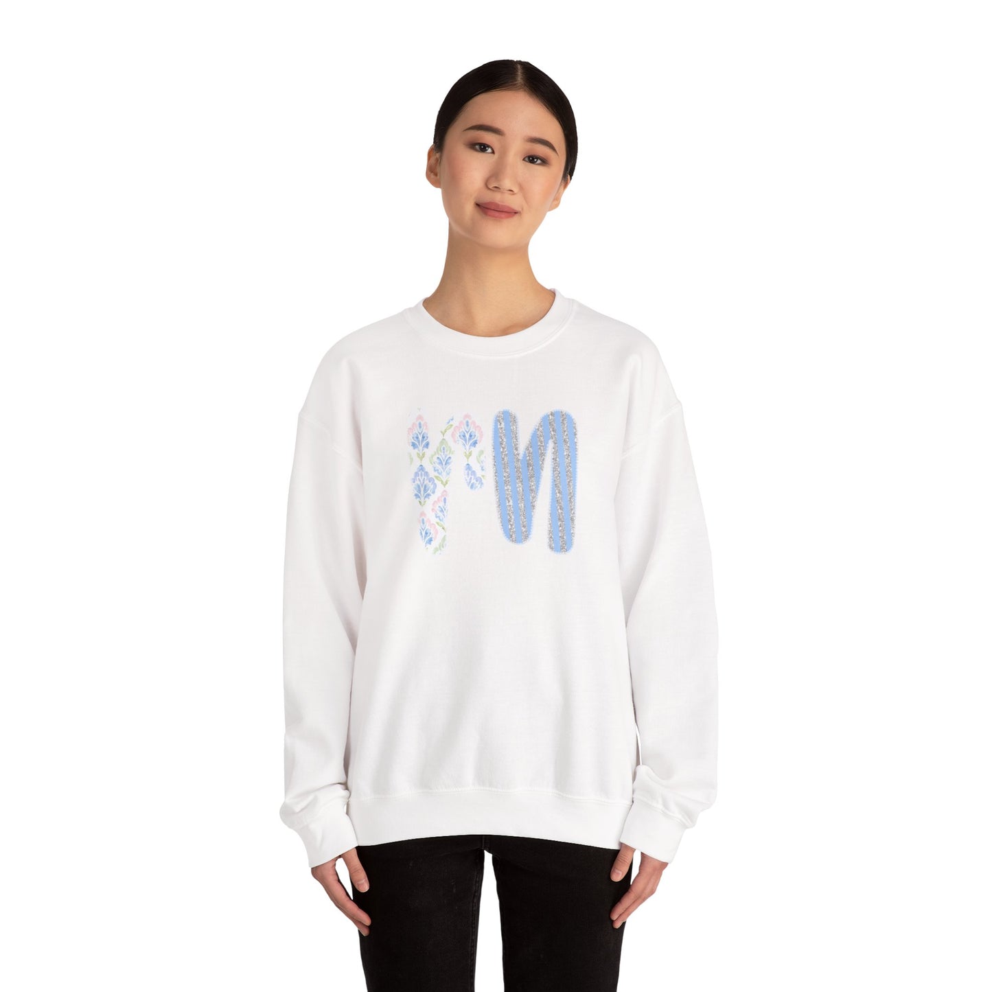 RN Floral Crewneck Sweatshirt – Blue Botanical Monogram