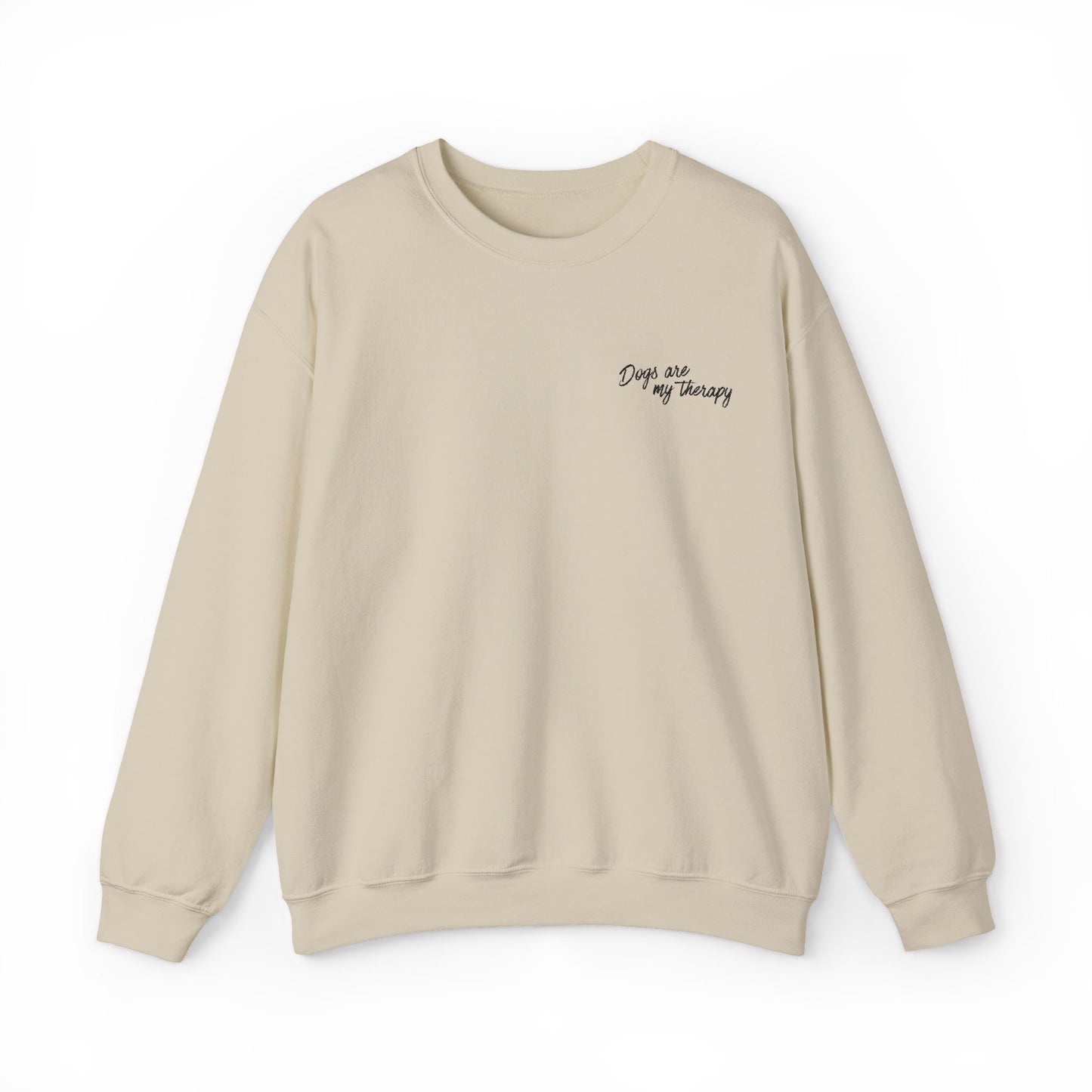 Minimal 'Dogs Are My Therapy' Crewneck Embroidered Sweatshirt