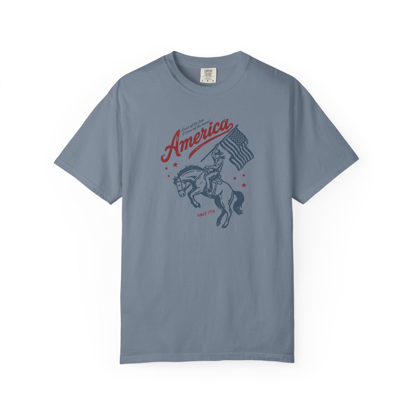 America Cowboy Flag T-Shirt – Retro Patriotic Rodeo Tee