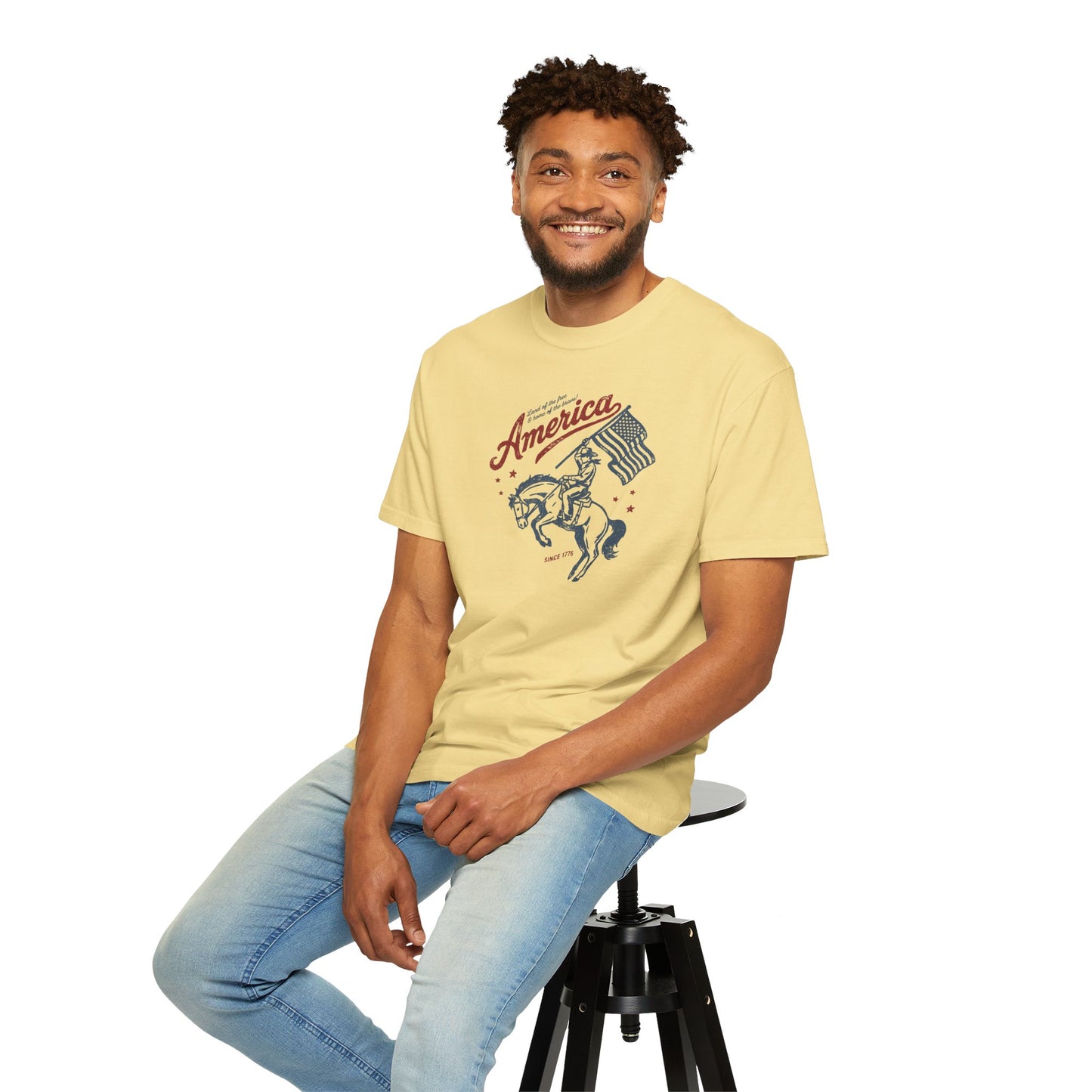 America Cowboy Flag T-Shirt – Retro Patriotic Rodeo Tee