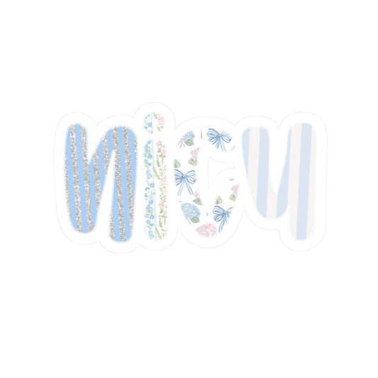 NICU Blue Floral Sticker — Kiss-Cut Laptop Decal