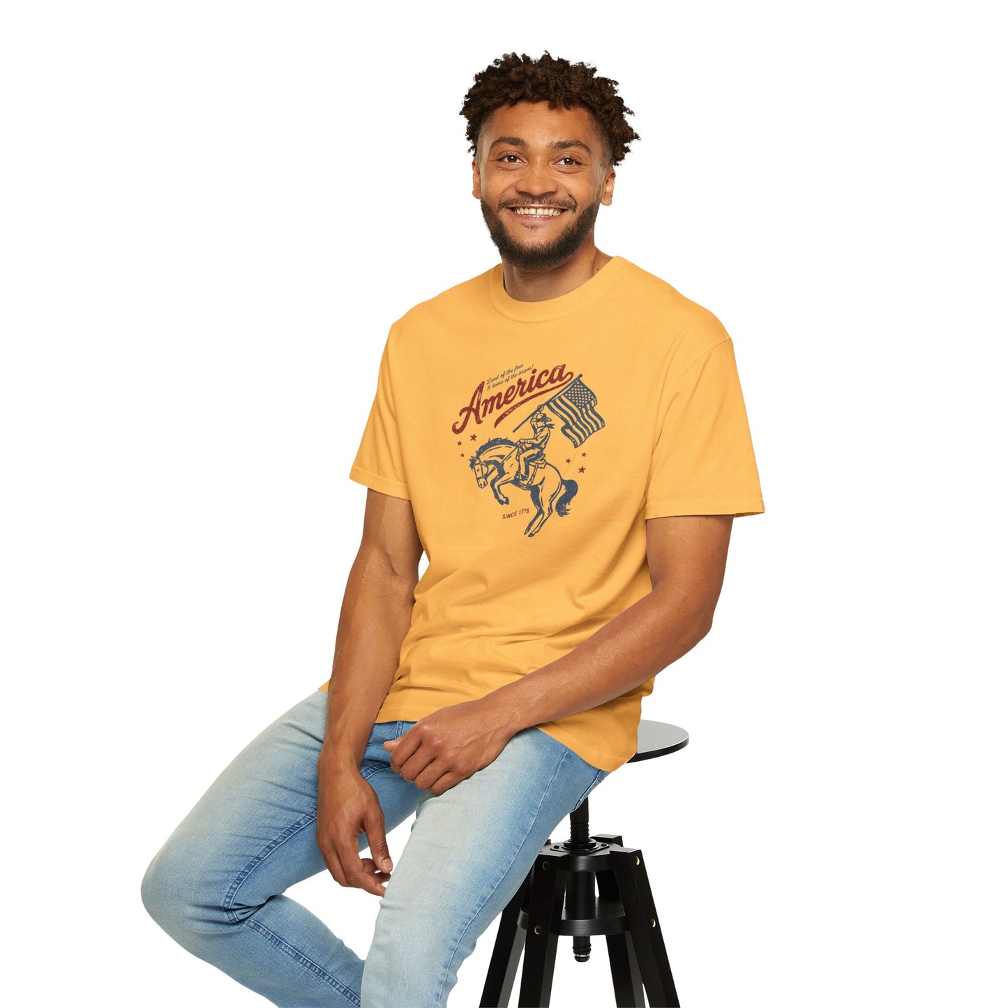 America Cowboy Flag T-Shirt – Retro Patriotic Rodeo Tee