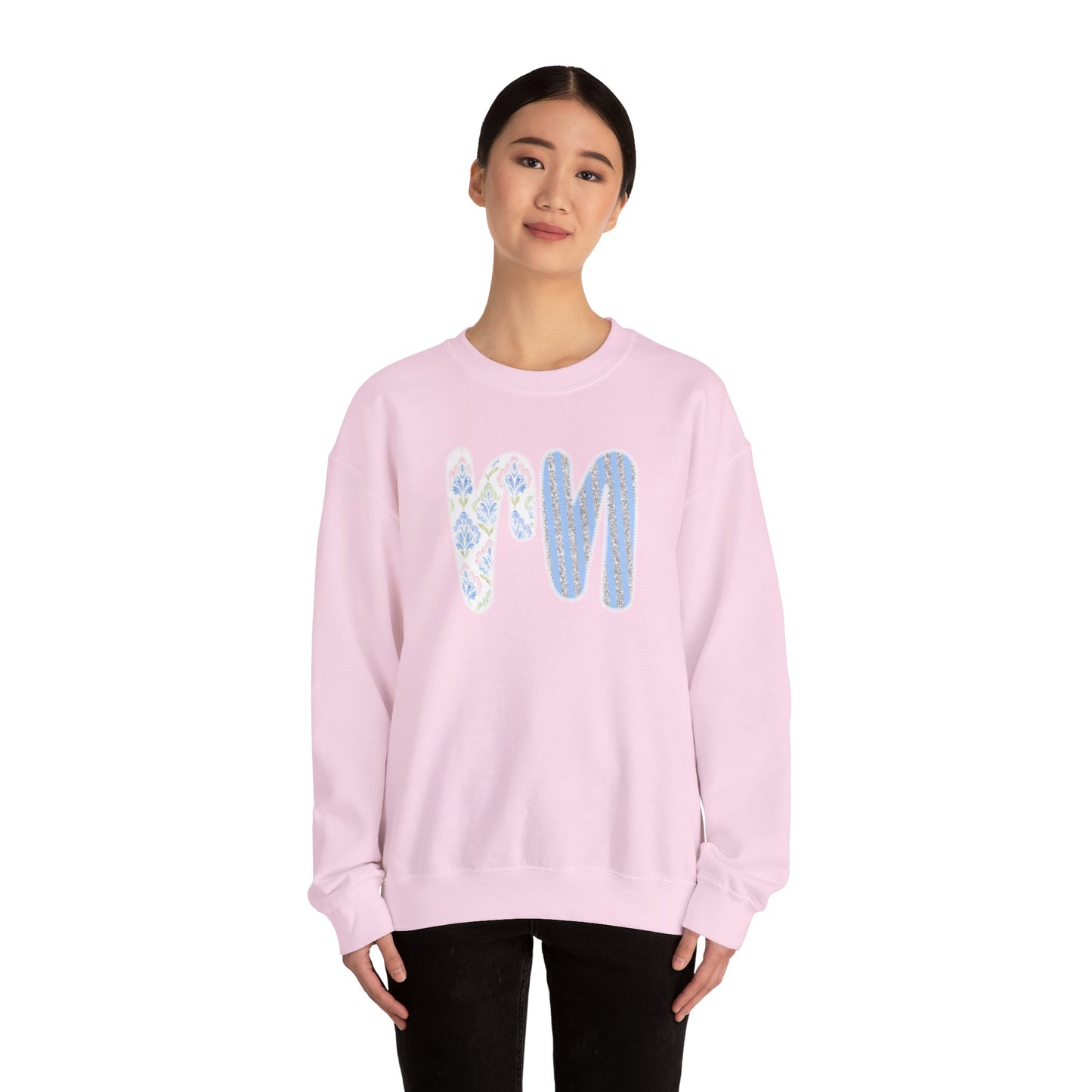 RN Floral Crewneck Sweatshirt – Blue Botanical Monogram