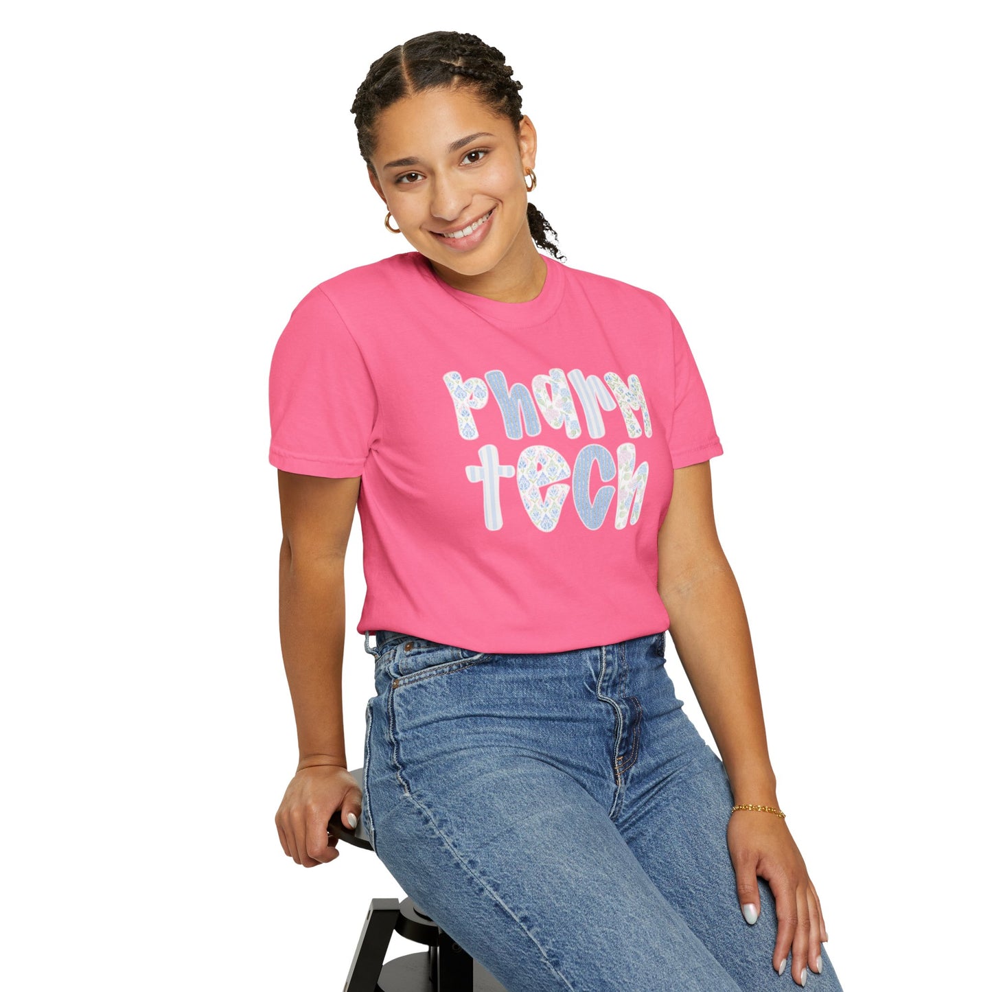 Pharm Tech T-Shirt — Floral Pastel Typography Tee