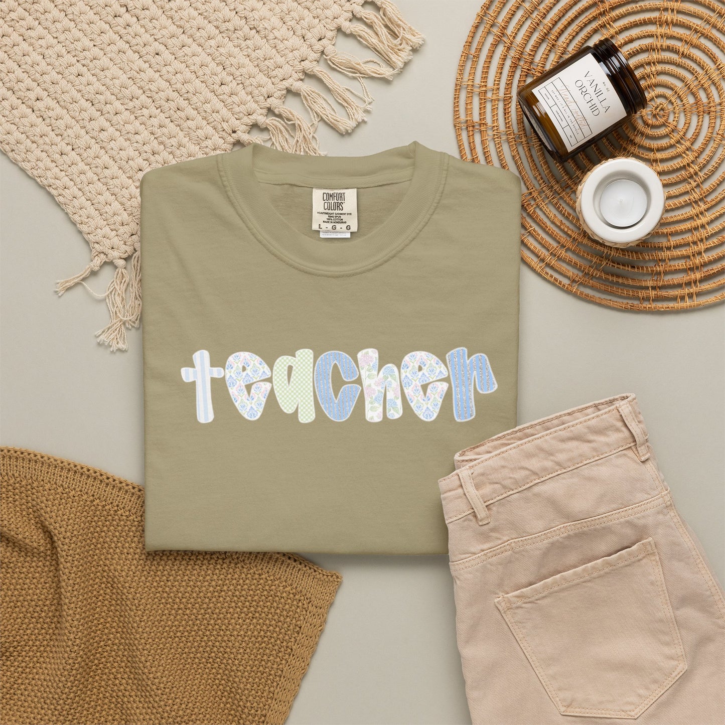 Teacher Floral Bubble Text T-Shirt — Cute Teacher Gift Tee