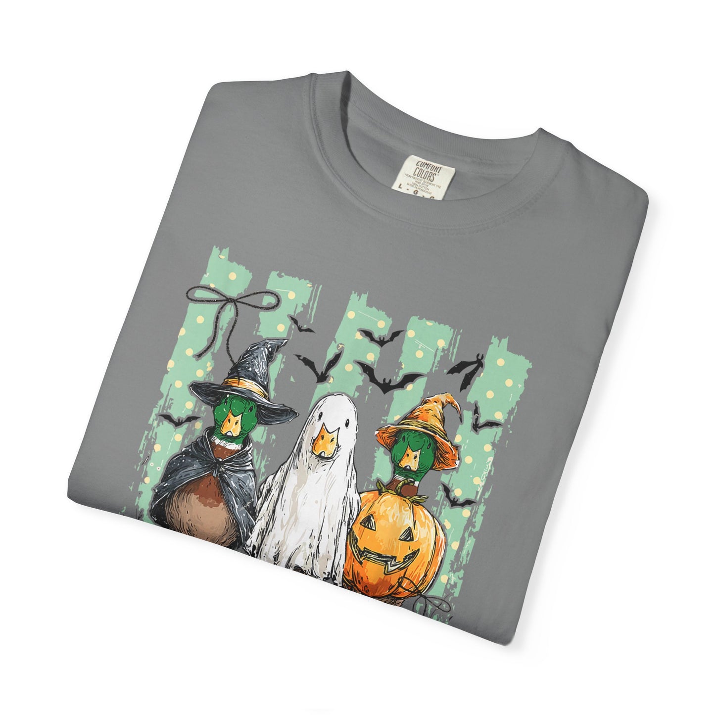 Duck Duck Boo Halloween T‑Shirt — Cute Witch & Pumpkin Ducks Graphic Tee