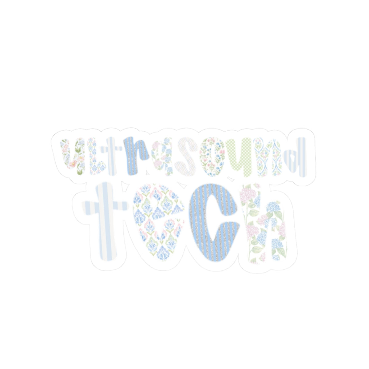 Vintage Floral 'Ultrasound Tech' Kiss-Cut Sticker